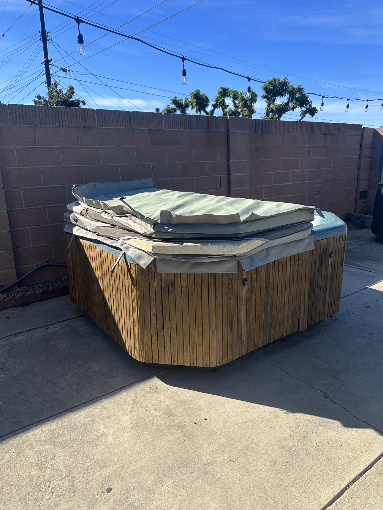Old spa before Delta removed it from a Brea patio