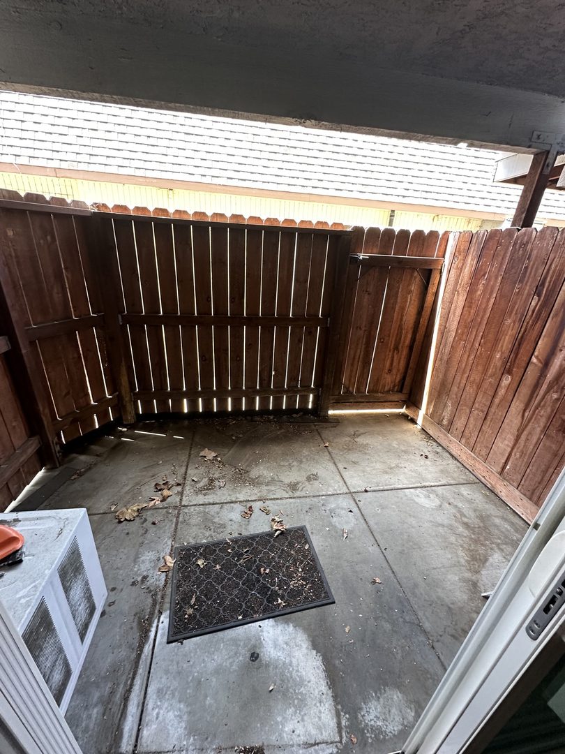 After: patio cleared after Delta's trash removal in Placentia, California