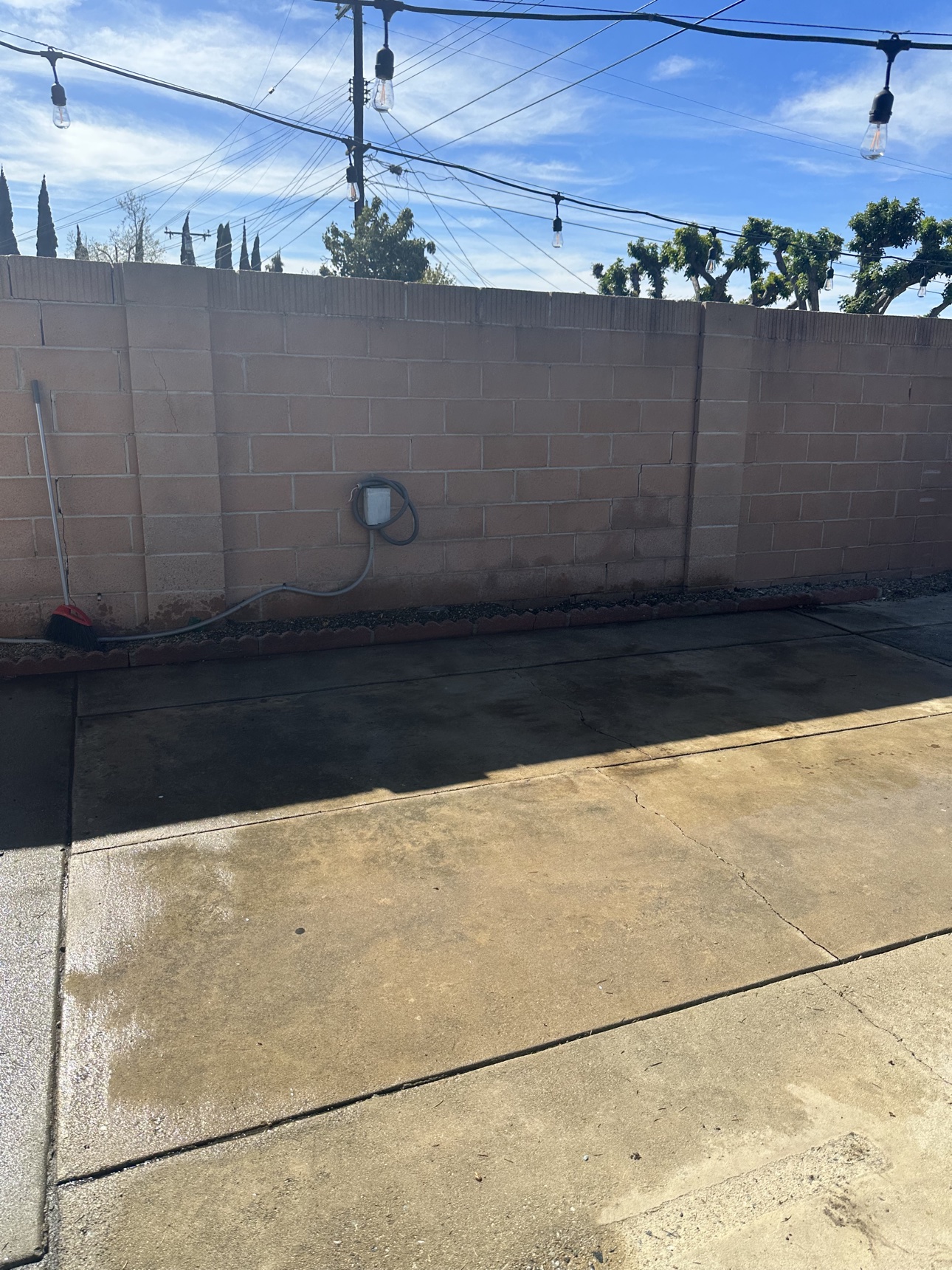 Clean empty Brea patio after Delta removed the old spa